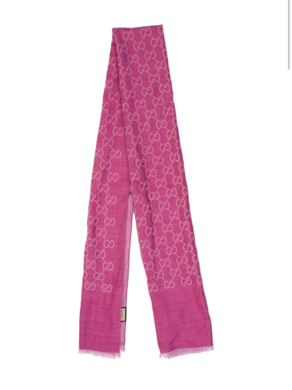 Gucci Fuchsia GG Monogram Long Silk-Blend Scarf